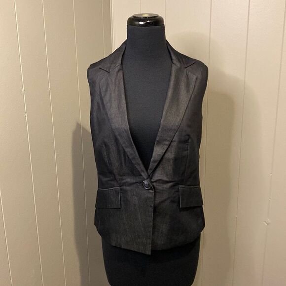 Willi Smith Casual Vest Medium Pockets Dark Navy Single Large Button-Up - Picture 1 of 6